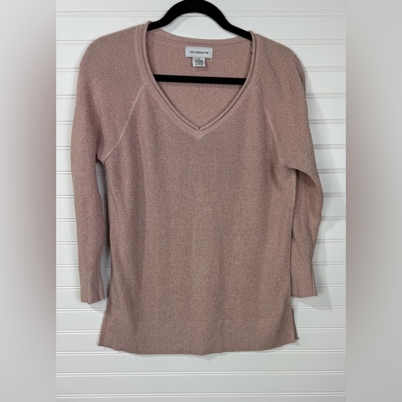 Liz Claiborne pink sparkling v-neck sweater. Size S - Picture 1 of 5
